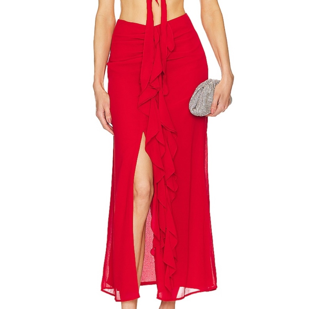 Bardot Skirt in Deep Red